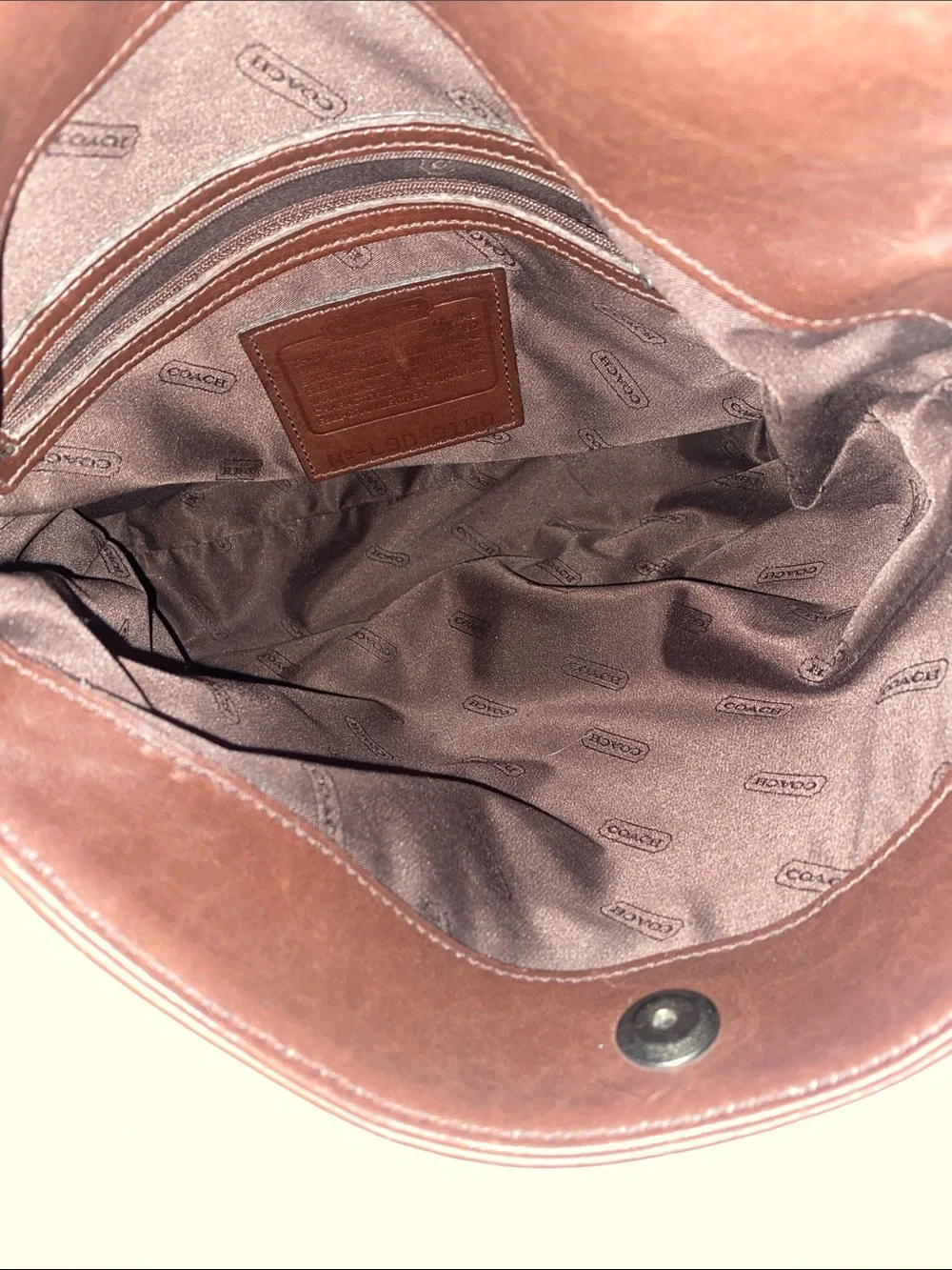 Coach 9180 USA Brown Leather Shoulder Bag with Front Slip Pocket